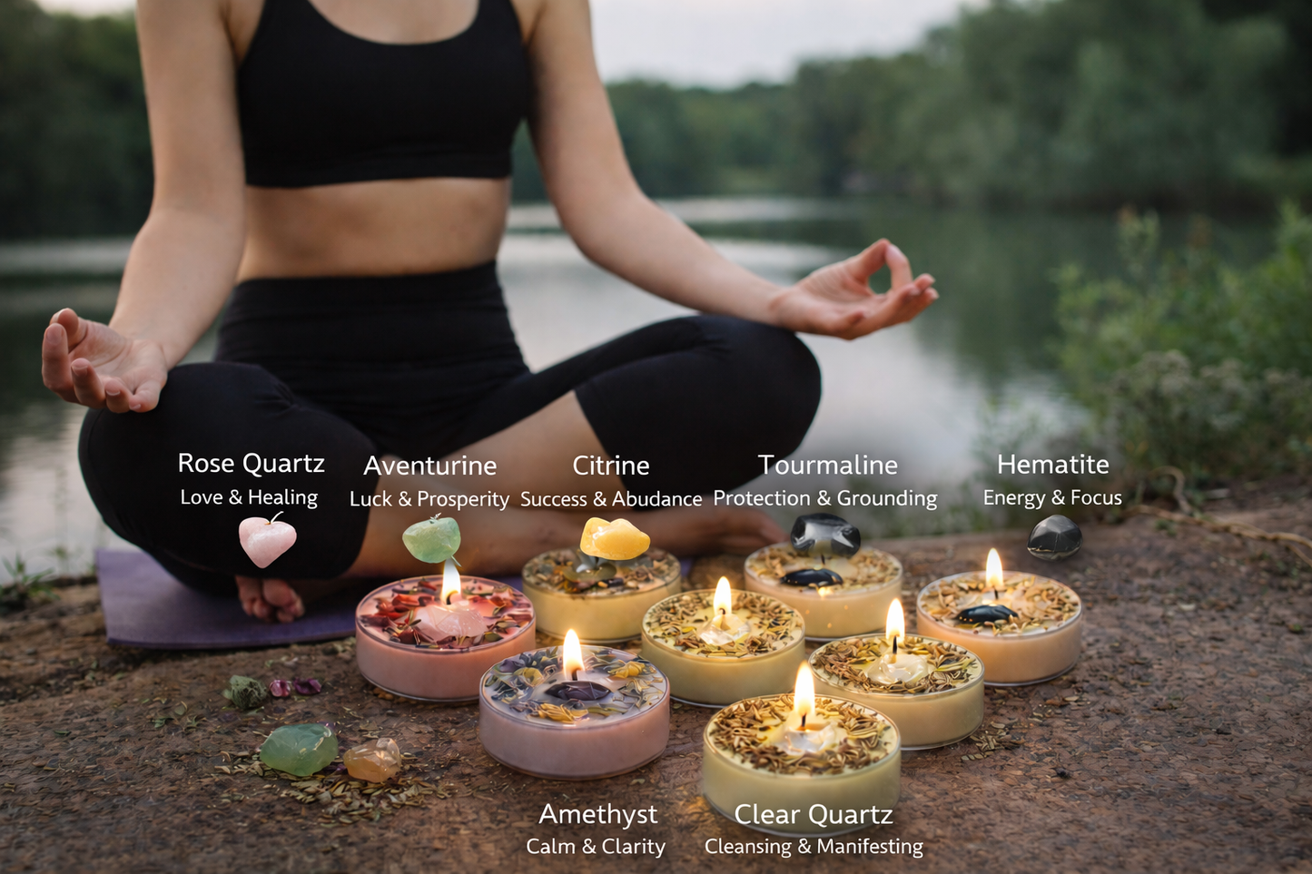 7 Day Intention Candle Set with Crystals